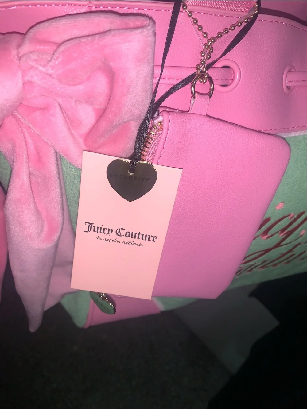 NWT! Juicy Couture Daydreamer Retro Strawberry Tote Pink and Green Shoulder Bag